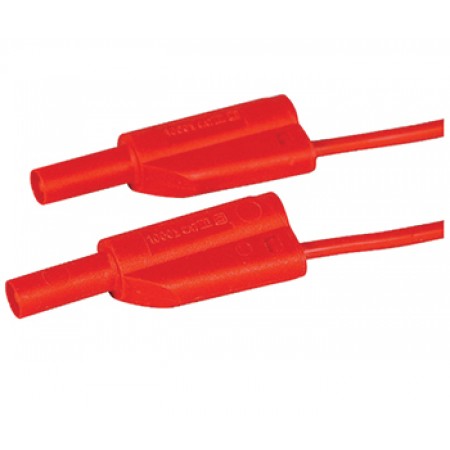 TEST LEAD/Red, 200 cm. Banana plugs, stacking and shrouded, straight to straight, silicon, 20 Amp. CT3114-200-2