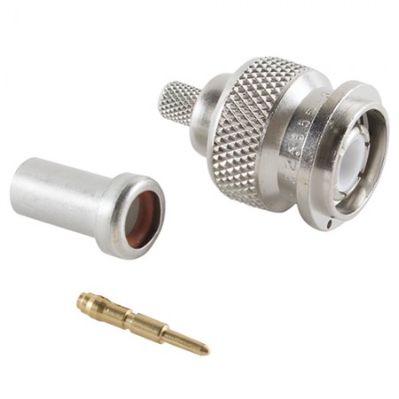TNC CONNECTOR/Male, plug, dual crimp, 50 OHms, 11 GHz, straight, weatherproof, nickel. for use with RG-142, RG-142A, RG-142B, RG-400.  225555-6 pack of 100