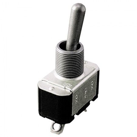 TOGGLE SWITCH/Single pole-double throw (1PDT), military purpose, MIL-S-83731 with lever seal, screw terminals, 20 amps, ON-OFF-Momentary ON. Formally known as ST42H. 8809K16